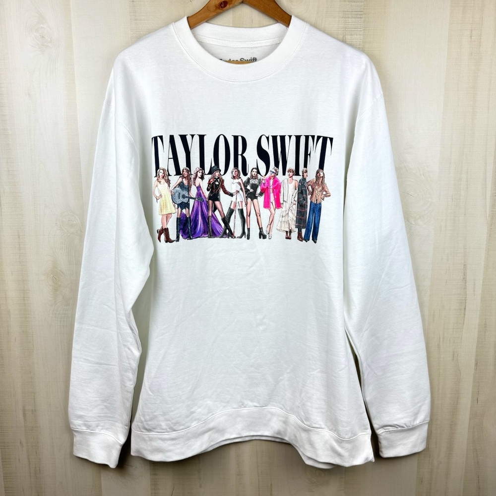 NWOT Taylor Swift Eras Tour Midnights Crew Neck Pullover Sweatshirt White Sz XL